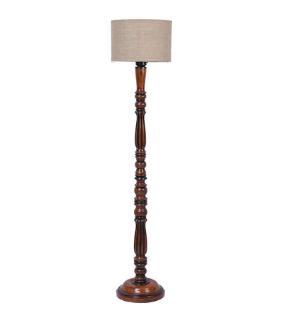 Beige Jute Designer Fashionable Wooden Floor Lamp for Home Decor (Beige, Medium)