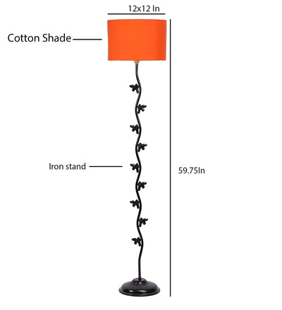 Hard Back Cotton Orange Designer Fish Iron Floor Standing Lamp (Orange)