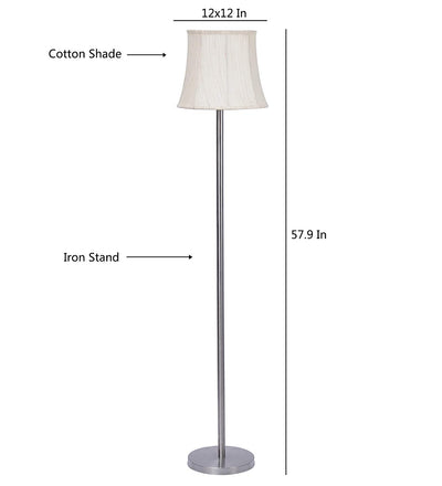 Cotton Soft Back Designer Steel Floor Lamp for Home Decor (Off White Medium)