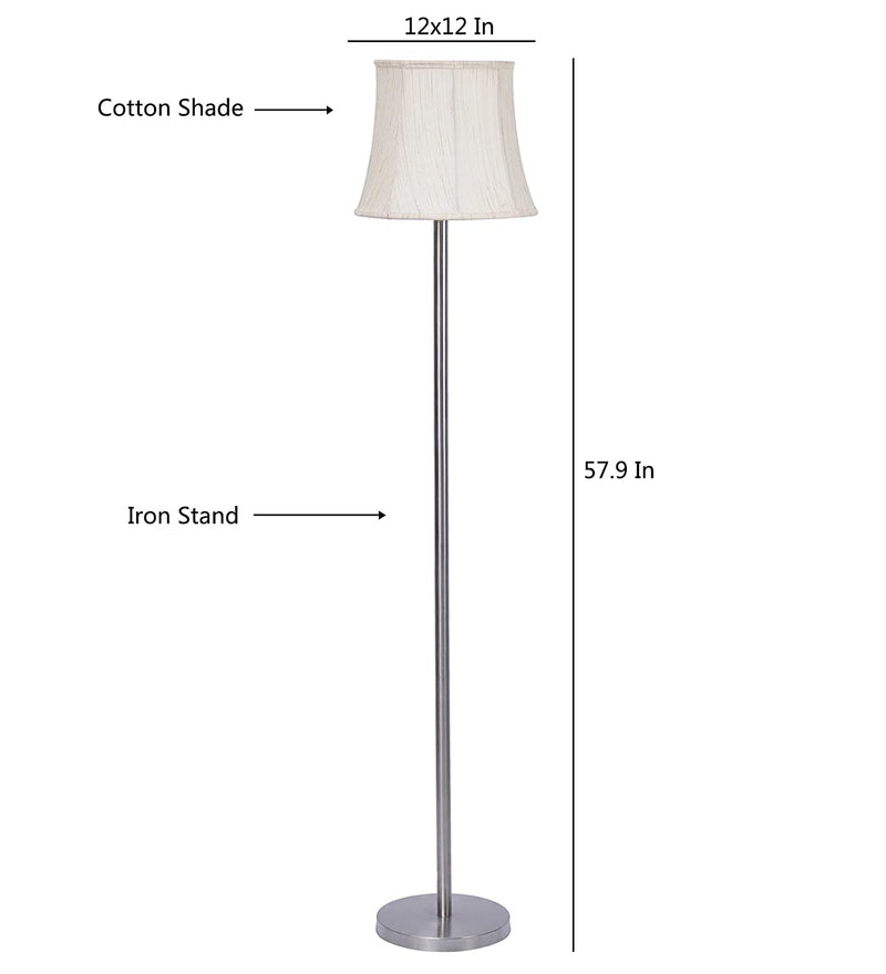 Cotton Soft Back Designer Steel Floor Lamp for Home Decor (Off White Medium)