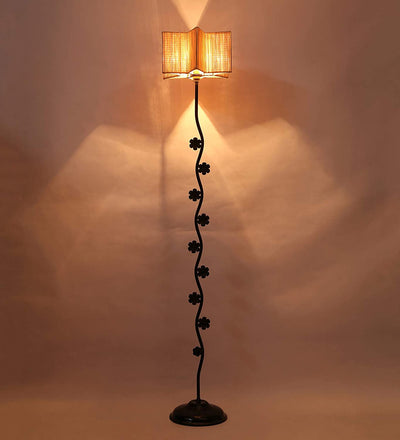 Bamboo Star Flower Iron Floor Standing Lamp (Natural)