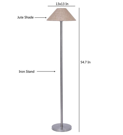 Beige Jute Designer Steel Floor Lamp for Home Decor (13" Beige, Medium)