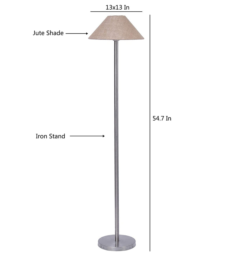 Beige Jute Designer Steel Floor Lamp for Home Decor (13" Beige, Medium)