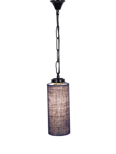 Blue Jute Cylindrical Hanging Lamp