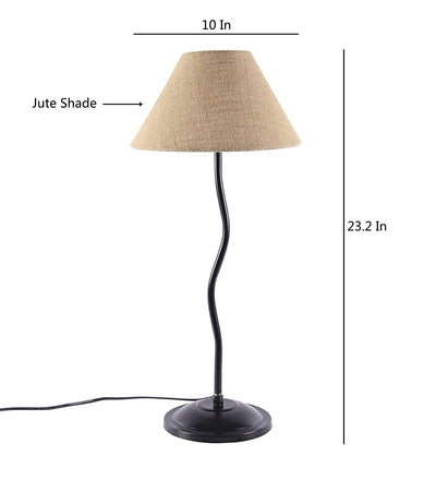 Beige Jute Zig Zag Iron Table Lamp