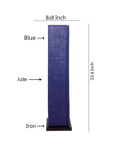Blue Jute Square Shade Floor lamp with Black Iron Base