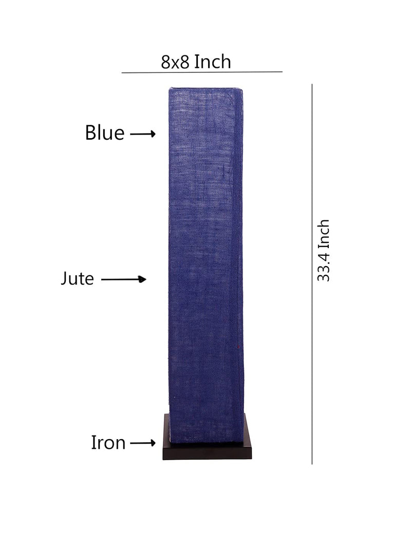 Blue Jute Square Shade Floor lamp with Black Iron Base