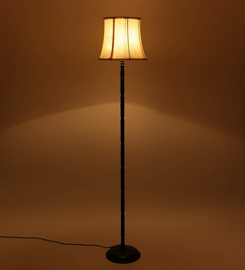 Cotton Off White Designer Iron Floor Lamp (Off - White)