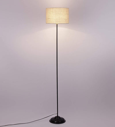 Jute Floor Lamp ( White )