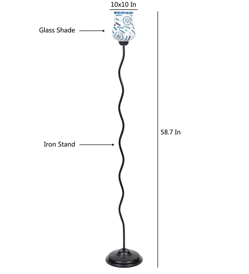 Mosaic Blue Glass Zig Zag Floor Lamp (Blue)