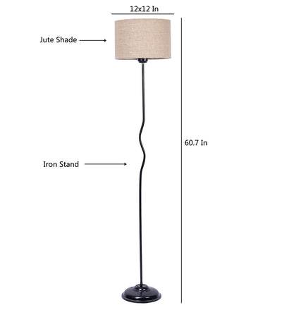 A475 Jute Designer Wrought Iron Floor Lamp (Beige, Medium)