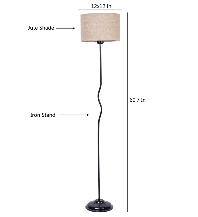 A475 Jute Designer Wrought Iron Floor Lamp (Beige, Medium)
