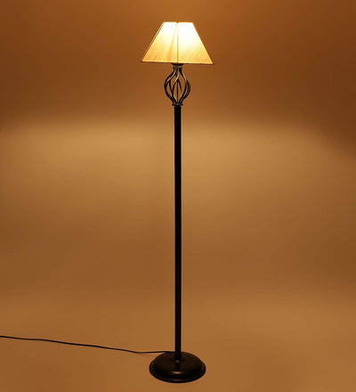 Off White Rectangular Basket Stick Pipe Wrought Iron Floor Lamp (Off-White)