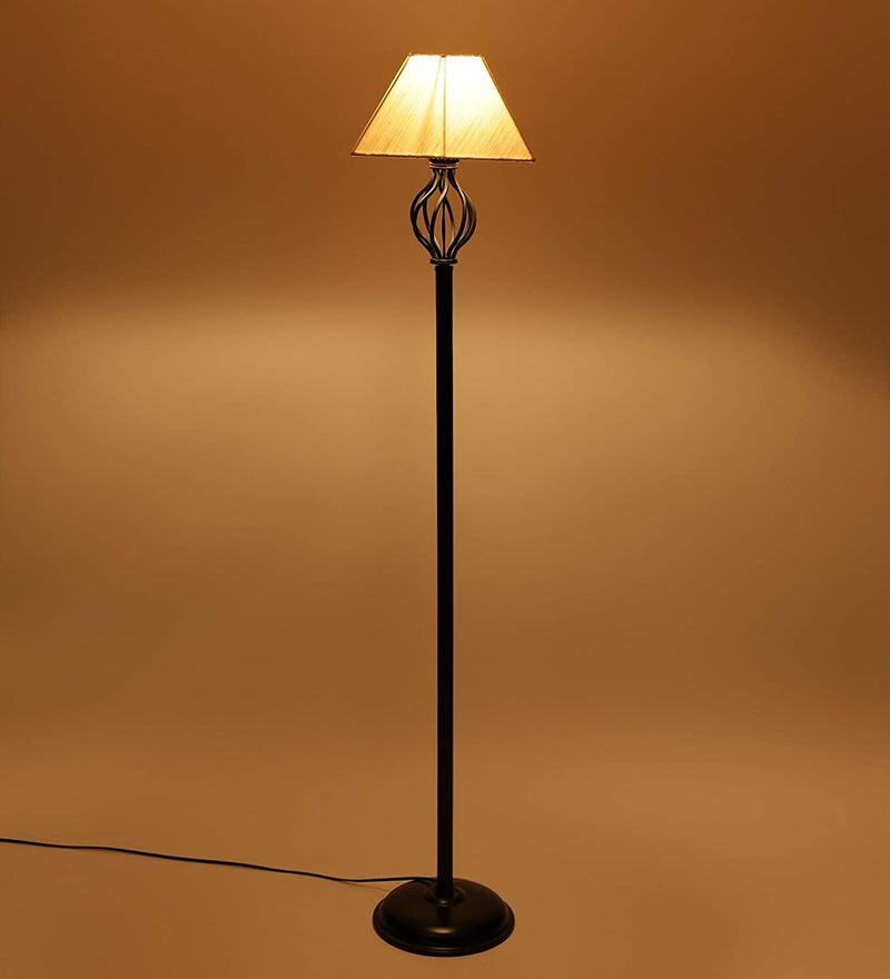 Off White Rectangular Basket Stick Pipe Wrought Iron Floor Lamp (Off-White)