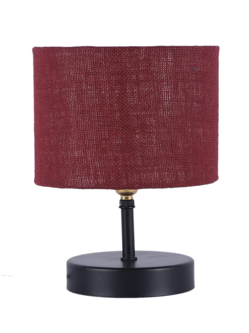Iron Table lamp with Maroon Jute Shade