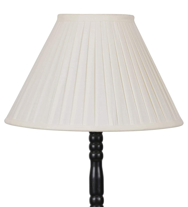 Off-Cotton Pleated Designer Iron Floor Lamp (Off-White)