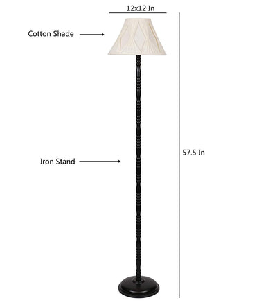 Off White Curtain Pleated Designer Iron Floor Lamp (Off-White)