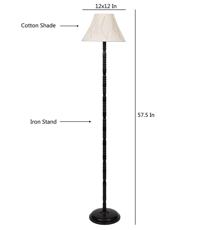 Off White Curtain Pleated Designer Iron Floor Lamp (Off-White)