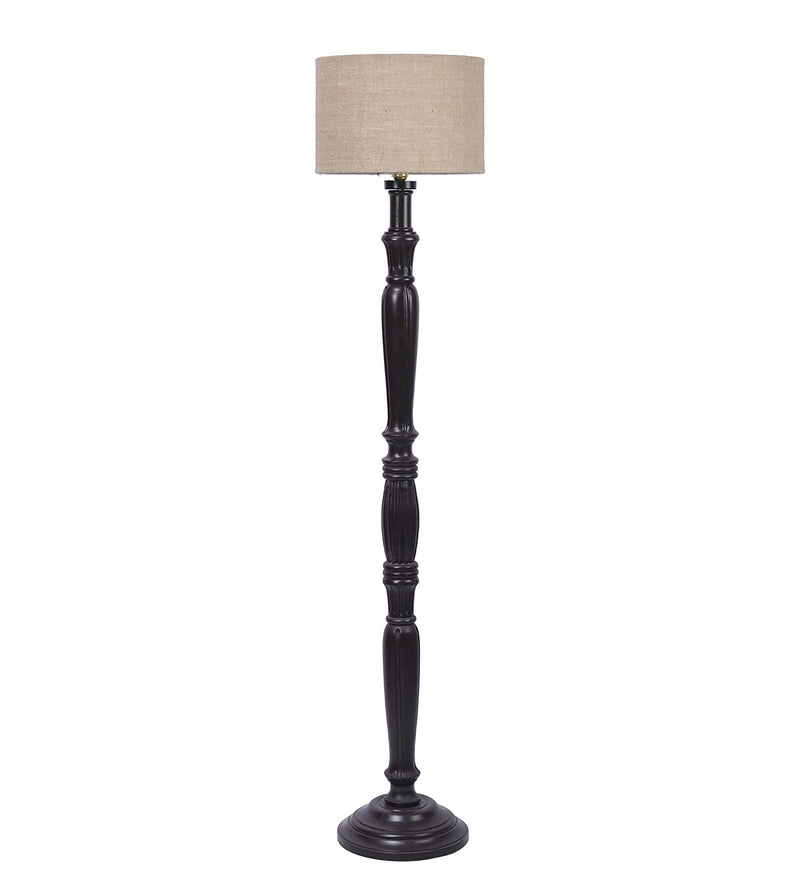 Beige Jute Designer Wooden Floor Lamp for Home Decor (Beige, Medium)