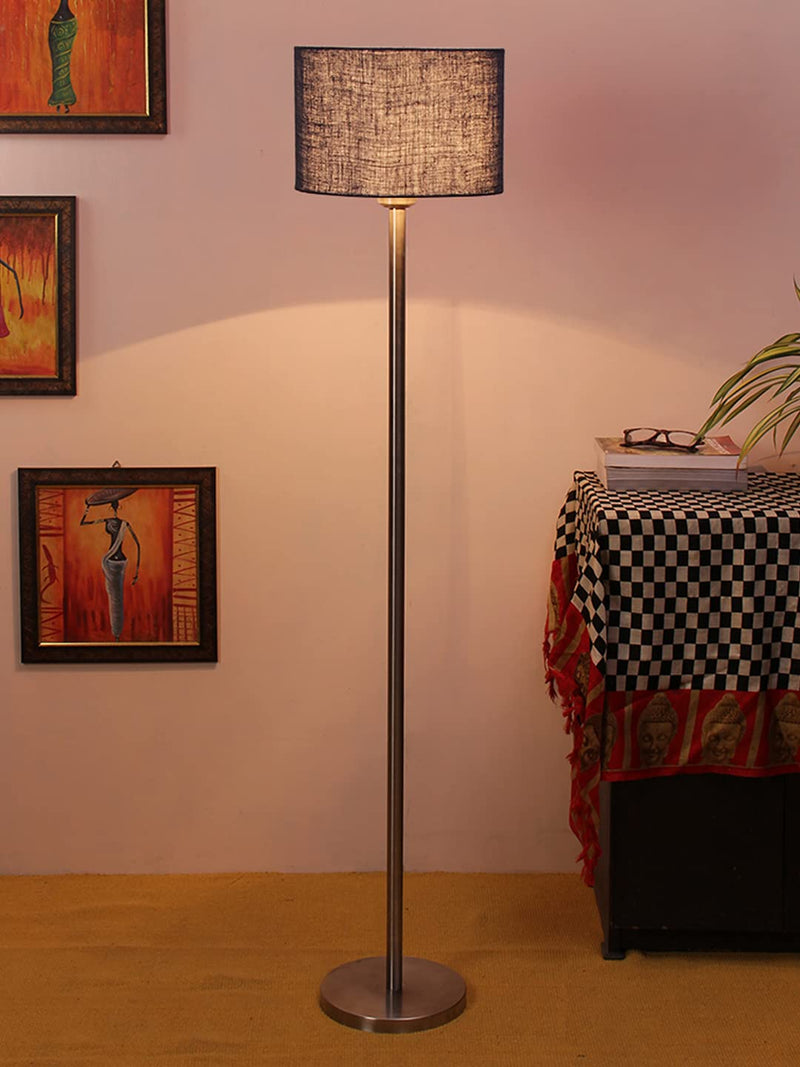 Blue Jute Drum Designer Steel Floor Lamp for Home Decor (D50)