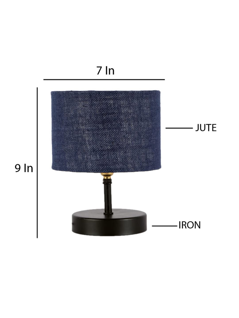 Iron Table lamp with Blue Jute Shade
