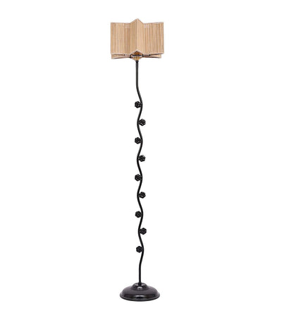 Bamboo Star Flower Iron Floor Standing Lamp (Natural)