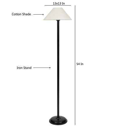 Off White Cotton Standing Floor Lamp (Off White)