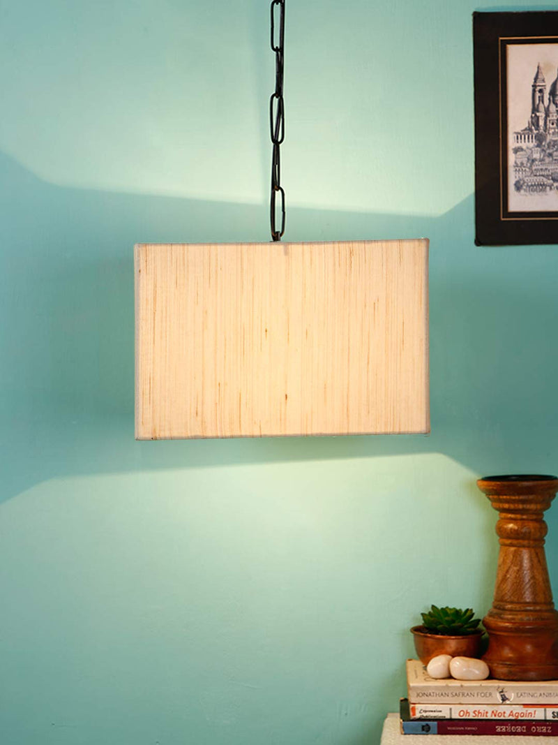 Off-White Cotton Square Hanging Lamp