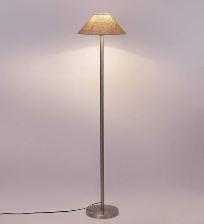 Beige Jute Designer Steel Floor Lamp for Home Decor (13" Beige, Medium)