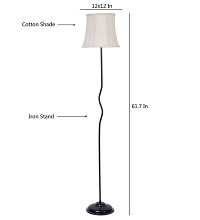 Cotton Soft Back Designer Wrought Iron Floor Lamp for Home Decor (Off White Medium)