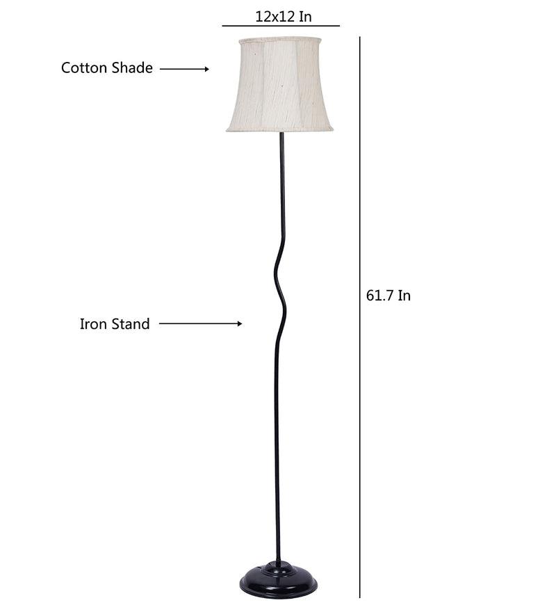 Cotton Soft Back Designer Wrought Iron Floor Lamp for Home Decor (Off White Medium)