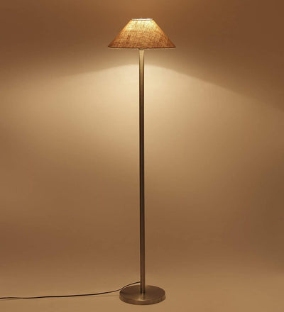 Beige Jute Designer Steel Floor Lamp for Home Decor (13" Beige, Medium)
