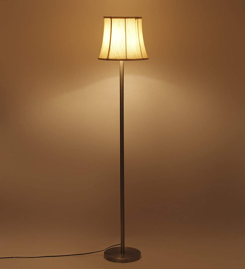 Cotton Soft Back Designer Steel Floor Lamp for Home Decor (Off White Medium)