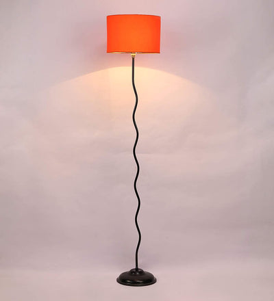 Metal Floor Standing Lamp with Base and Shade, Orange, Pack of 1 Floor Lamp Stand,1 Base, 1 Shade