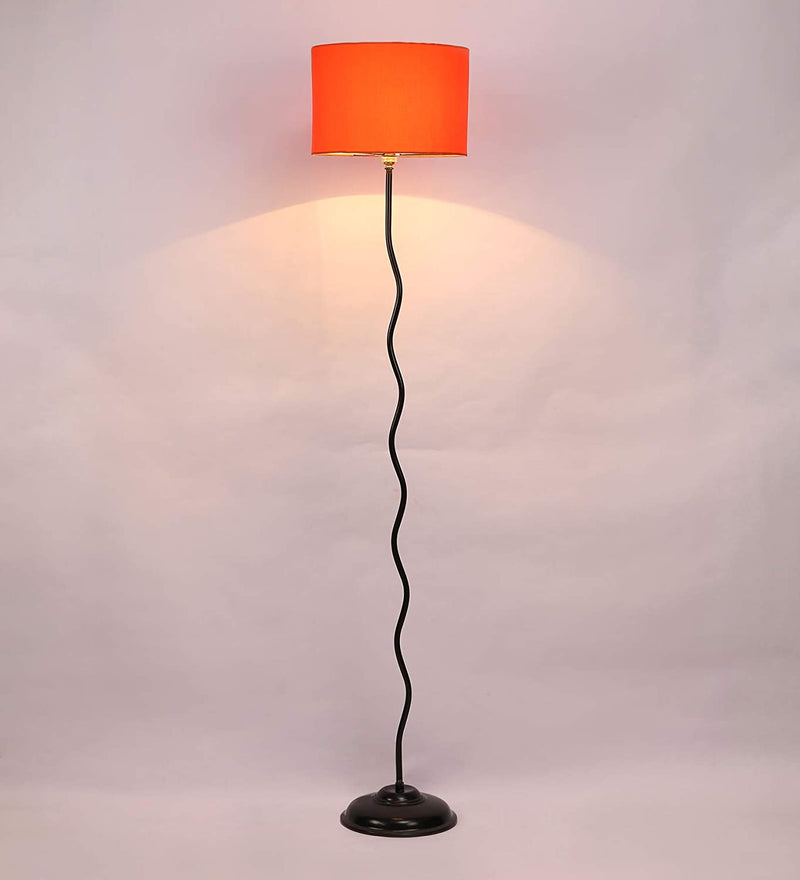 Metal Floor Standing Lamp with Base and Shade, Orange, Pack of 1 Floor Lamp Stand,1 Base, 1 Shade
