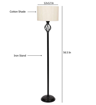 Metal Floor Lamp with Base and Shade, Off White, Pack of 1 Lamp Stand, 1 Base, 1 Weight, 1 Shade , 1 wire connector