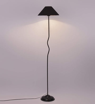 Black Cotton Designer Wrought Iron Floor Lamp for Home Decor (13" Black)
