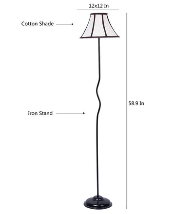 Cotton Soft Back Designer Wrought Iron Floor Lamp for Home Decor (Off White Medium)