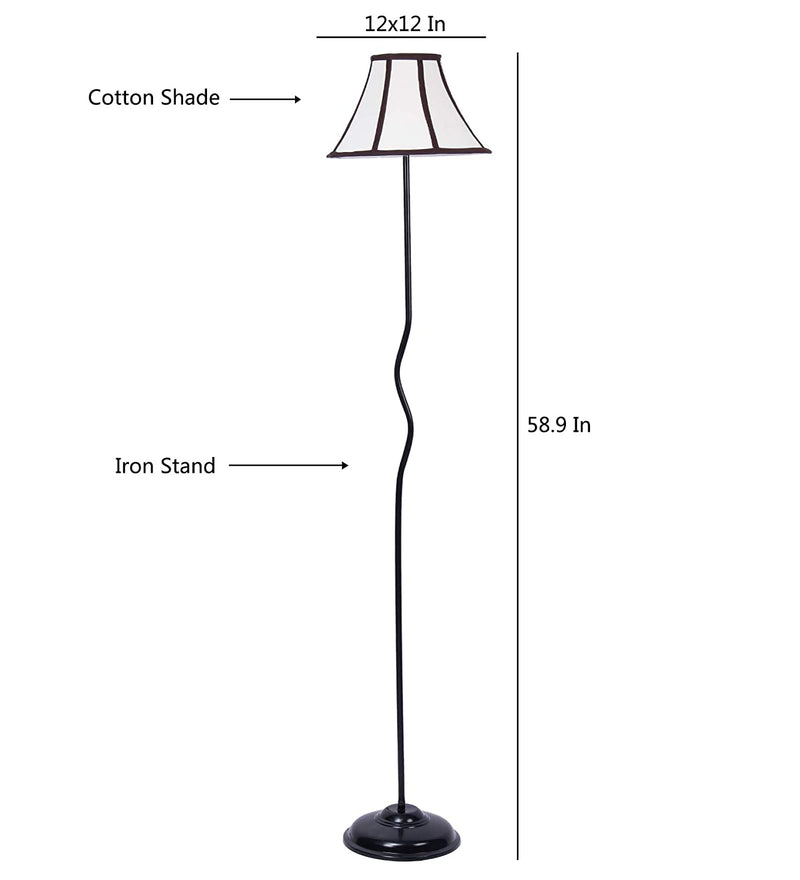 Cotton Soft Back Designer Wrought Iron Floor Lamp for Home Decor (Off White Medium)