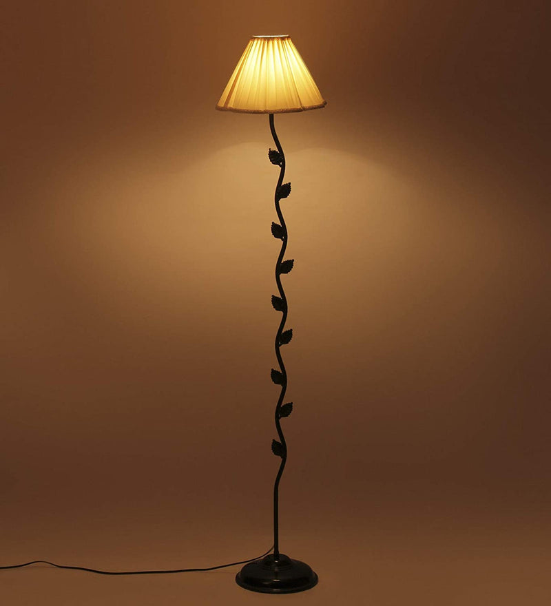 Off-White Cotton Vintage Floor Lamp