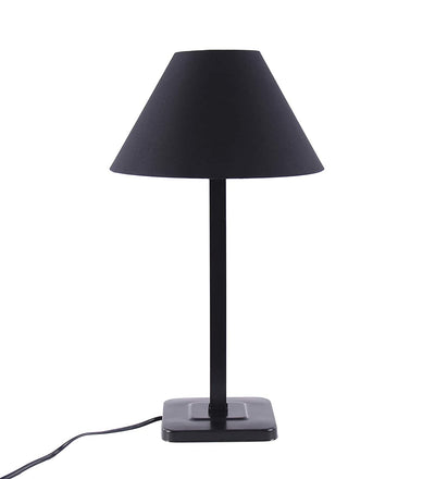 Black Cotton Designer Square Iron Table Lamp for Study Room