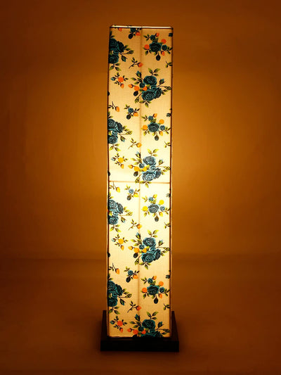 Multicolor Square Cotton Shade Floor lamp with Black Iron Base,D683