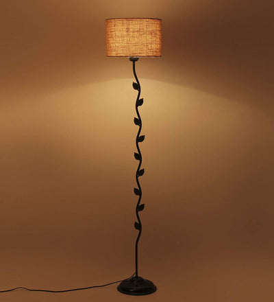 Metal Floor Lamp with Base and Shade, Beige, Pack of 1 Floor Lamp Stand,1 Base, 1 Shade