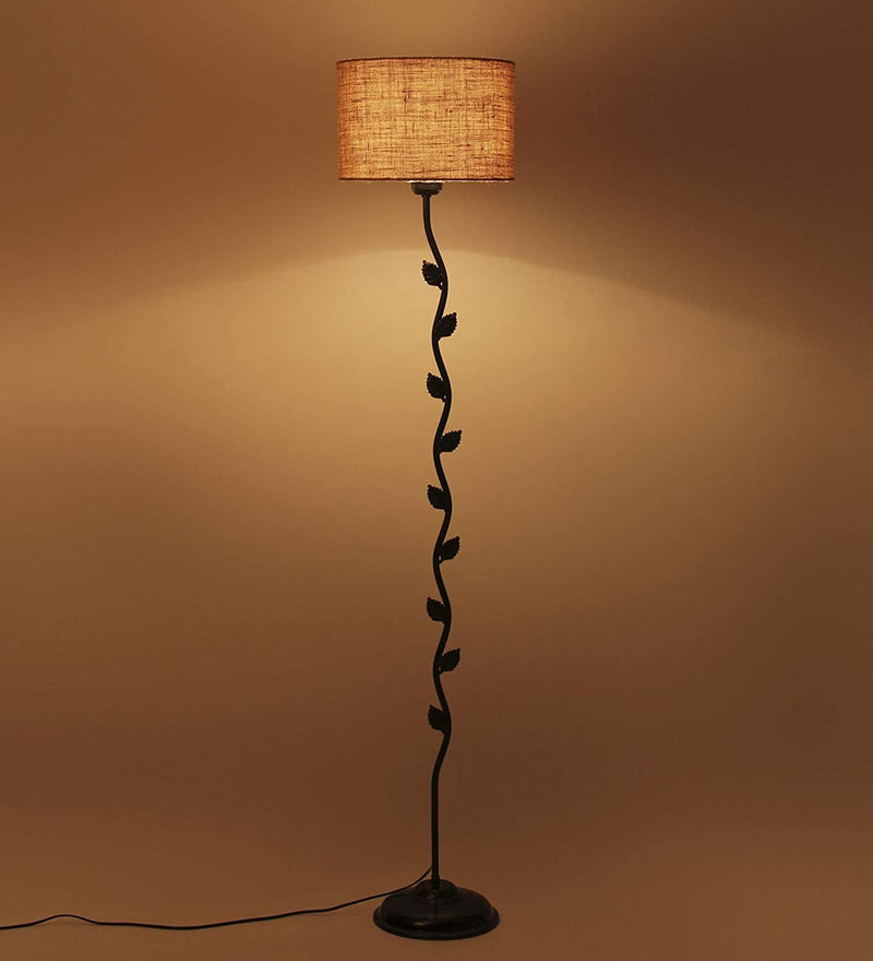 Metal Floor Lamp with Base and Shade, Beige, Pack of 1 Floor Lamp Stand,1 Base, 1 Shade