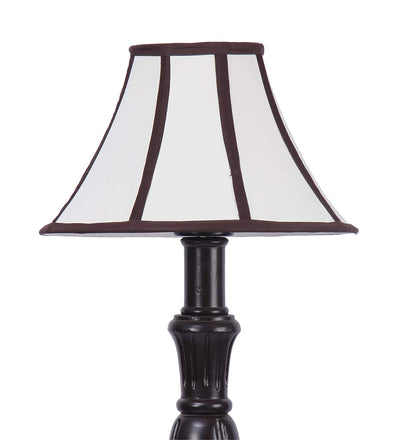 Cotton Drum Designer Fashionable Wooden Floor Lamp for Home Decor (Off White& Brown, Medium)