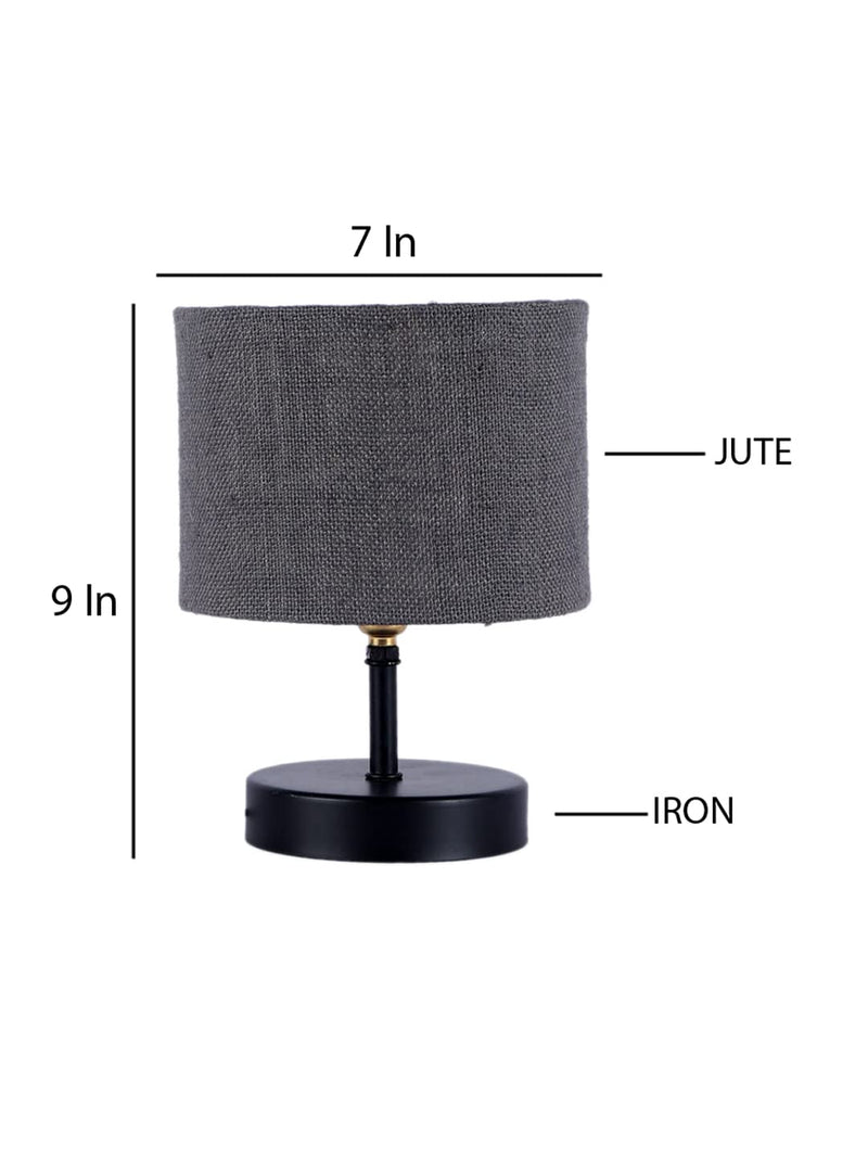 Iron Table lamp with Grey Jute Shade