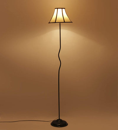 Cotton Soft Back Designer Wrought Iron Floor Lamp for Home Decor (Off White Medium)