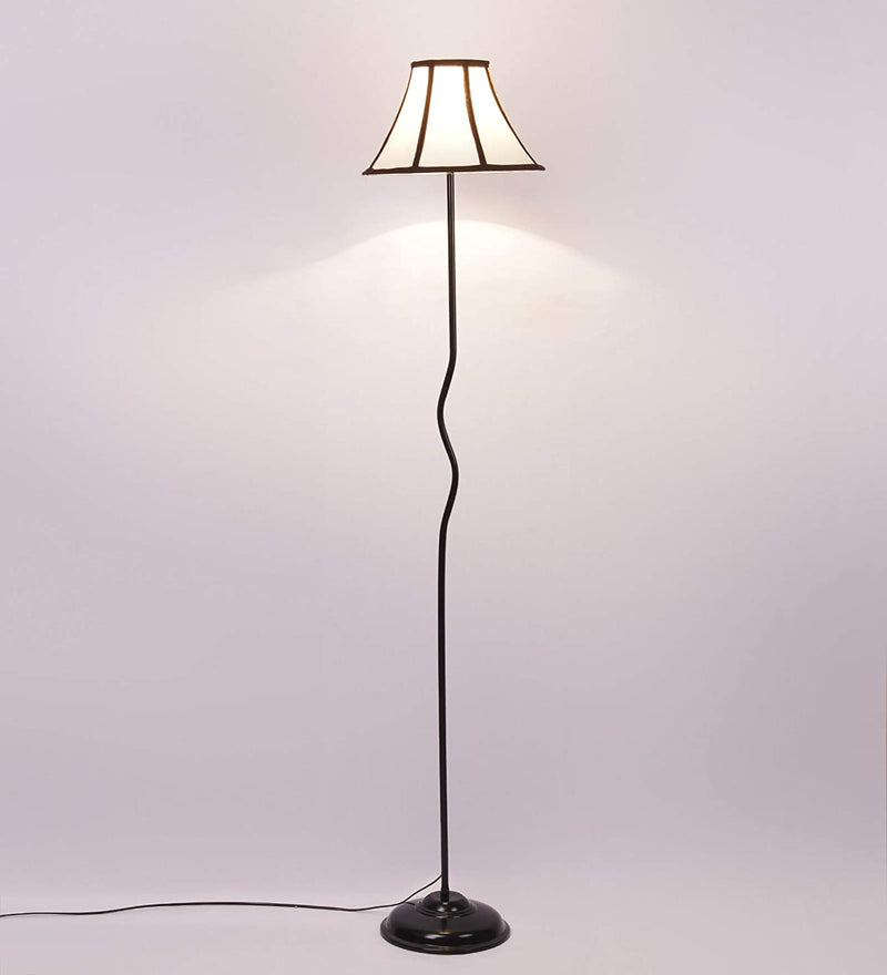 Cotton Soft Back Designer Wrought Iron Floor Lamp for Home Decor (Off White Medium)