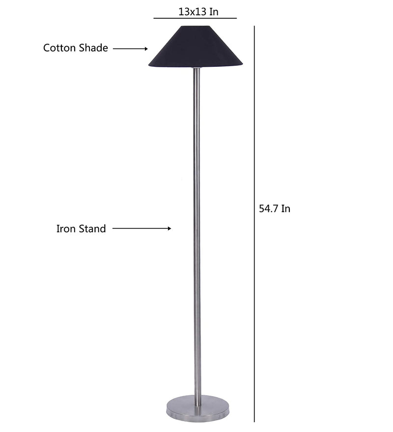 Black Cotton Designer Steel Floor Lamp for Home Decor (13" Black,)