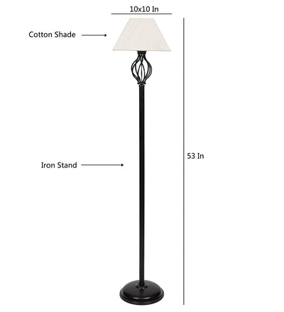 Off White Rectangular Basket Stick Pipe Wrought Iron Floor Lamp (Off-White)